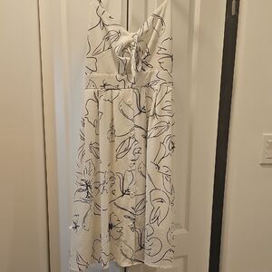 Floral White and Black Dress